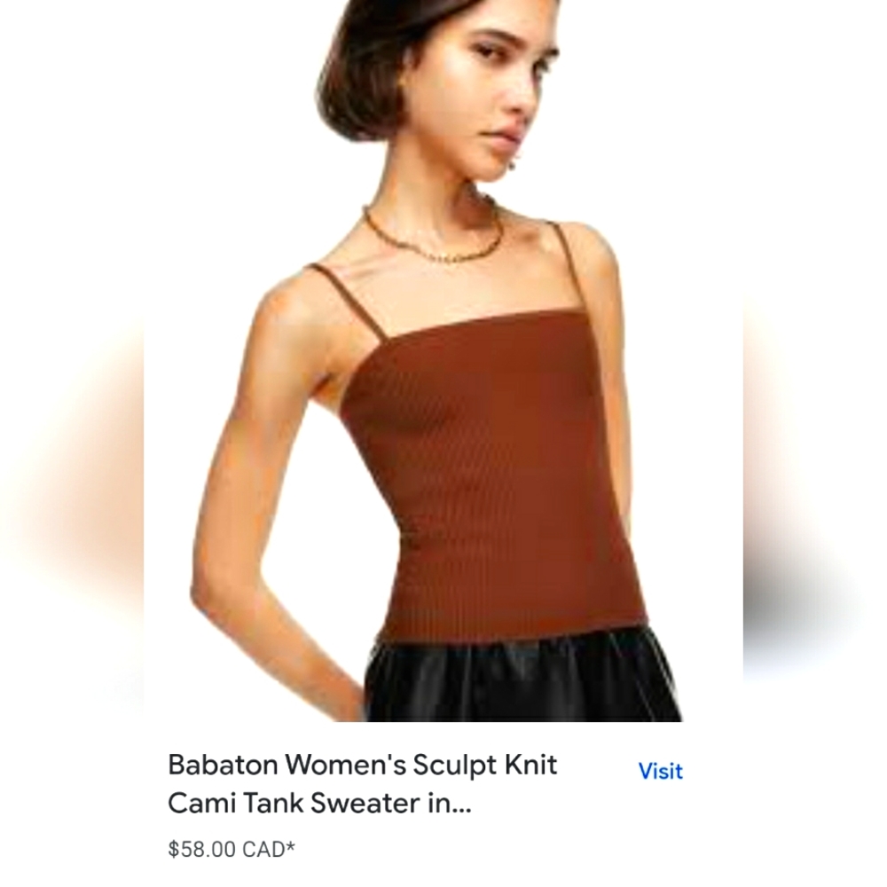 NWT BABATON knit tank/cami ribbed knit cropped Sweater top